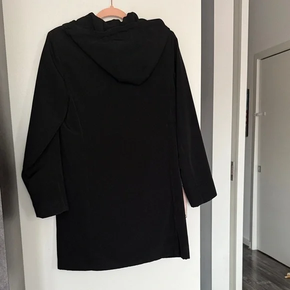 Anne Klein Black Hooded Rain Jacket - Water Proof Parks Coat - Picture 3 of 4